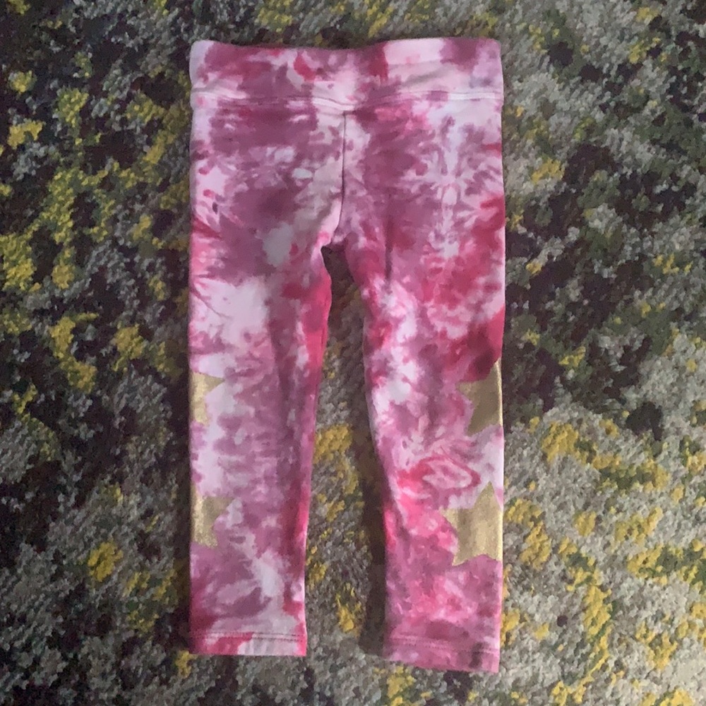 Mimi & Maggie tie dye gold star leggings 2T